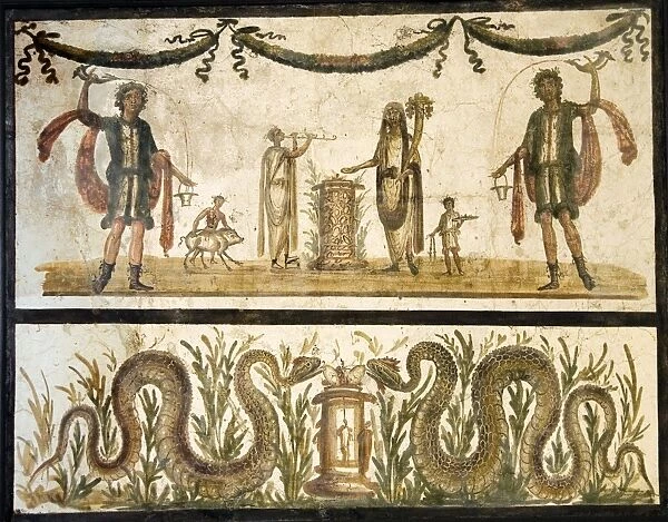 Pig sacrifice, Roman fresco