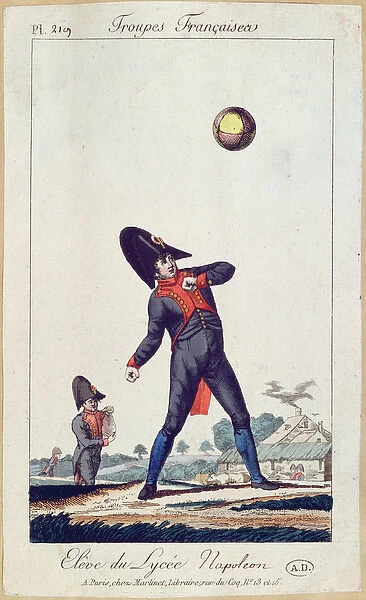 Pupil of the Lycee Napoleon Playing Ball, c. 1805 (colour engraving)